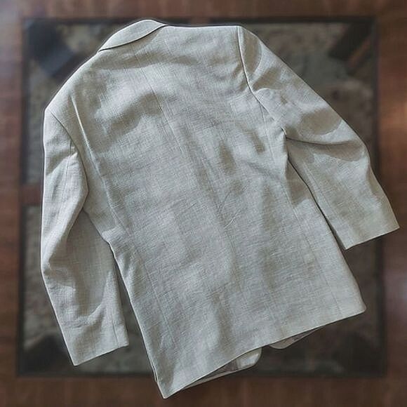 Vtg Guy Laroche "Charles" natural tone wool-linen blend sport coat - Picture 2 of 14